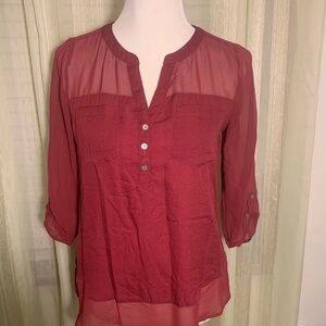 Express Burgundy Sheer Blouse